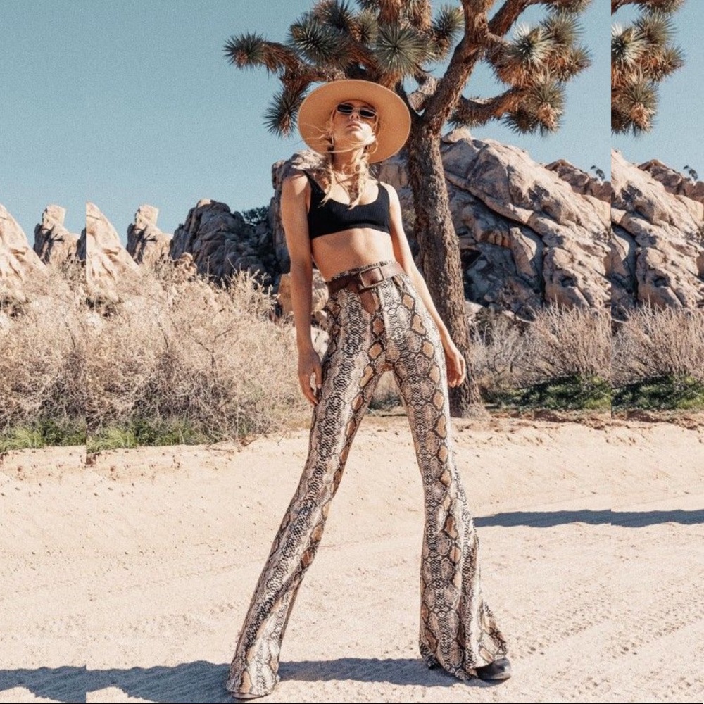 Princess Polly Medusa Snakeskin Flares